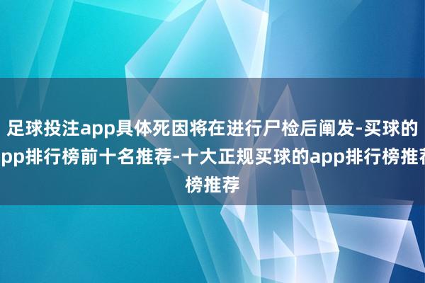 足球投注app具体死因将在进行尸检后阐发-买球的app排行榜前十名推荐-十大正规买球的app排行榜推荐