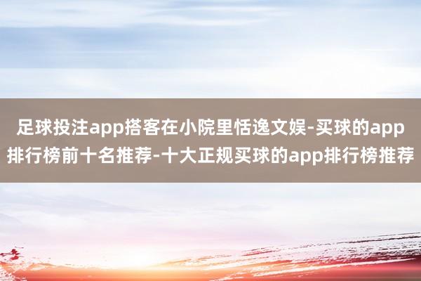 足球投注app搭客在小院里恬逸文娱-买球的app排行榜前十名推荐-十大正规买球的app排行榜推荐