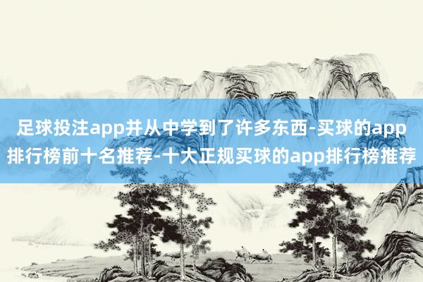 足球投注app并从中学到了许多东西-买球的app排行榜前十名推荐-十大正规买球的app排行榜推荐