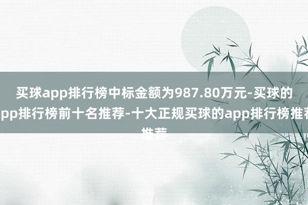 买球app排行榜中标金额为987.80万元-买球的app排行榜前十名推荐-十大正规买球的app排行榜推荐