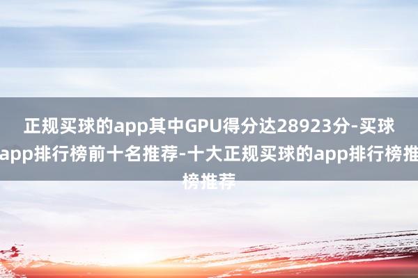 正规买球的app其中GPU得分达28923分-买球的app排行榜前十名推荐-十大正规买球的app排行榜推荐