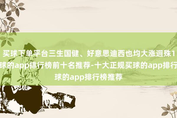 买球下单平台三生国健、好意思迪西也均大涨迥殊10%-买球的app排行榜前十名推荐-十大正规买球的app排行榜推荐