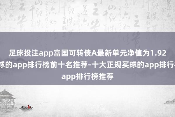 足球投注app富国可转债A最新单元净值为1.92元-买球的app排行榜前十名推荐-十大正规买球的app排行榜推荐