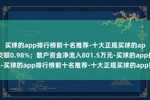 买球的app排行榜前十名推荐-十大正规买球的app排行榜推荐占总成交额0.98%；散户资金净流入801.5万元-买球的app排行榜前十名推荐-十大正规买球的app排行榜推荐